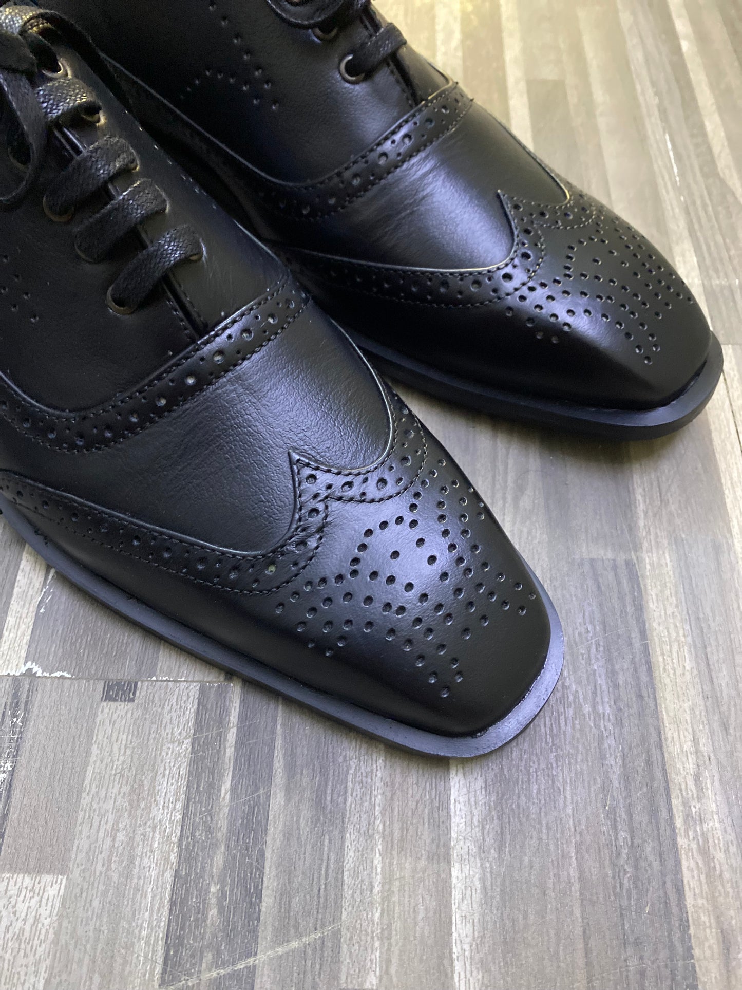 BROGUE LEATHER BLACK FORMAL SHOES