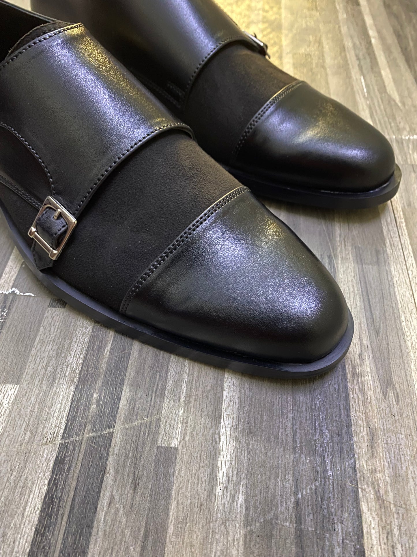 Double Monk Black Formal Shoe